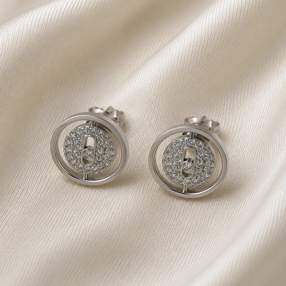 Gümüş Renk Daire Küpe